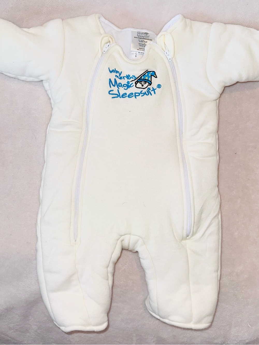 Merlin’s Magic Sleepsuit Cream Baby Sleepsuit - Like New- Size Large